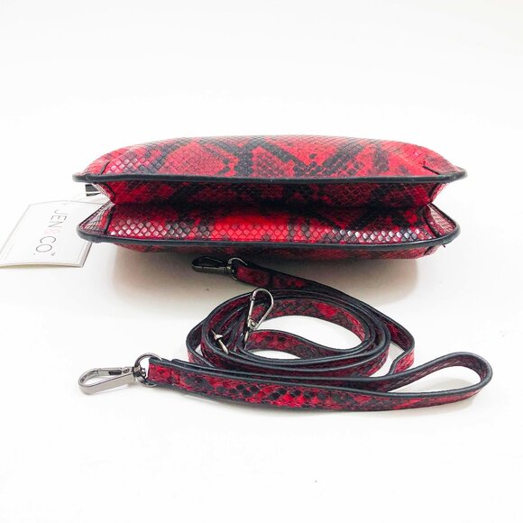 NWT Jen & Co Riley Crossbody Clutch Bag Red & Black 8x5x1.5 inches - Picture 4 of 8